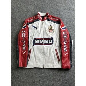 Womens Puma Chivas Guadalajara Leather Soccer Jacket Bimbo Tecate, Size XL